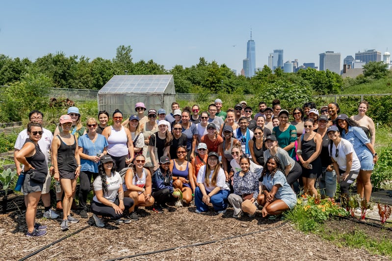 Progyny employees at community garden for volunteering day
