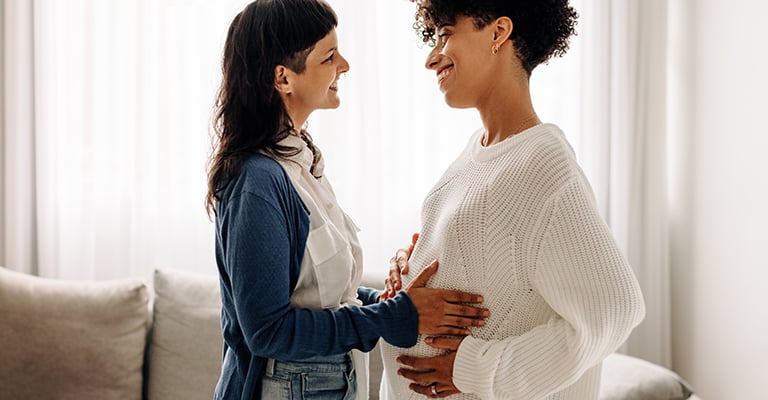 pregnant woman with her same-sex partner