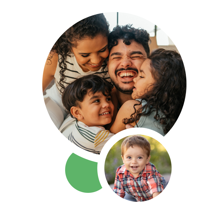 happy family with inset photo of toddler