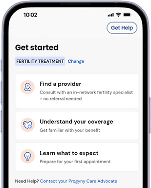 screenshot of Progyny app