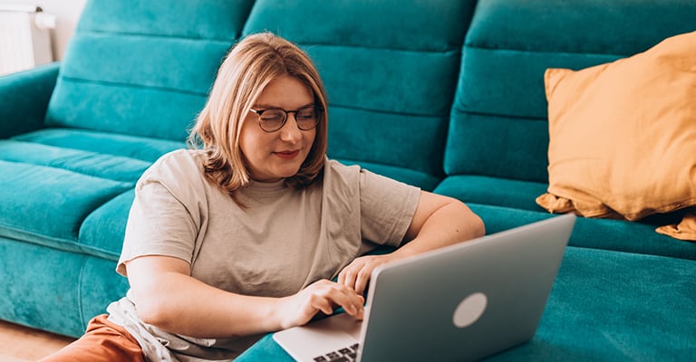 woman searching on her laptop