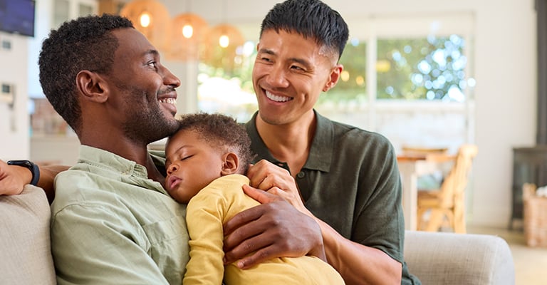 male partners with their baby