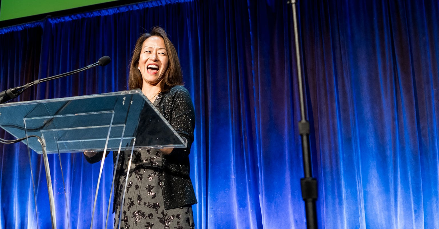 Dr. Choi speaking at Resolve's gala