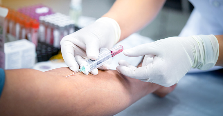 taking blood draw