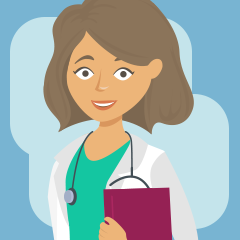 illustration of happy doctor with clipboard
