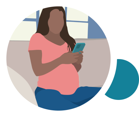 illustration of pregnant woman looking at phone