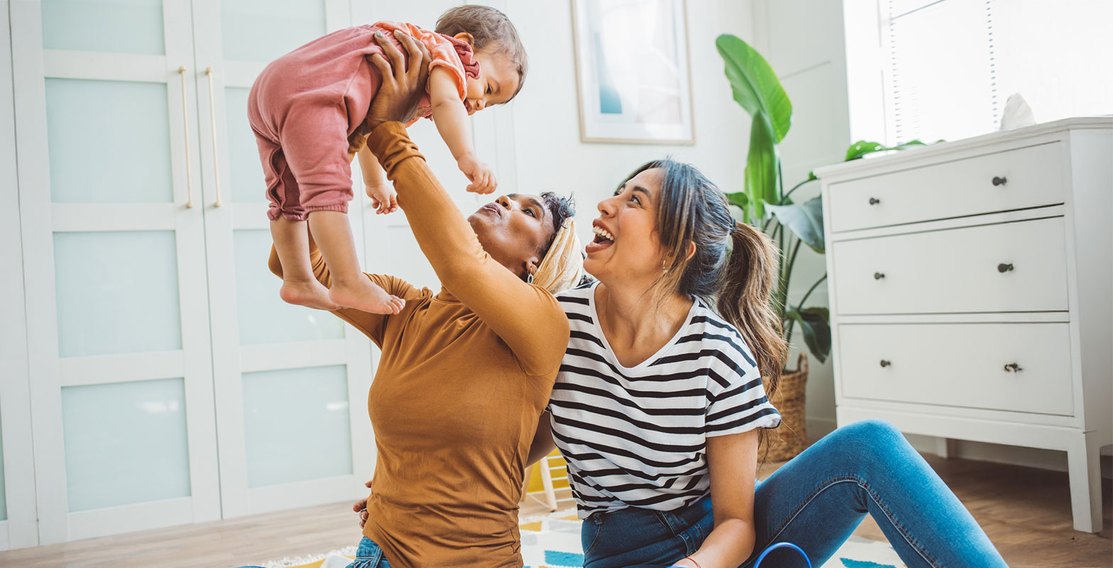 happy couple with baby