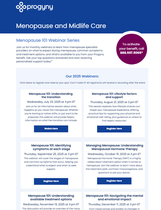 menopause webinar registration page