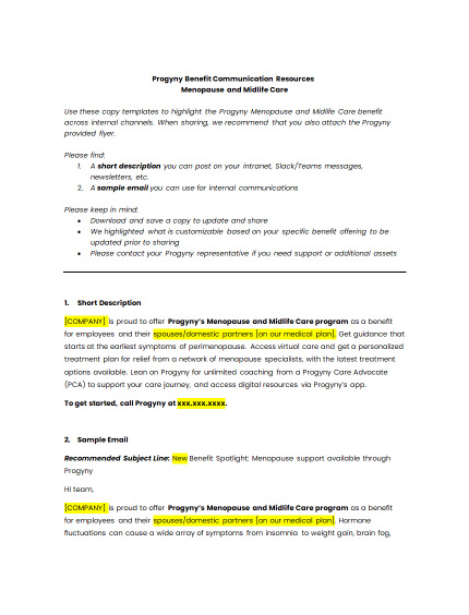 Menopause Sample Communications copy doc