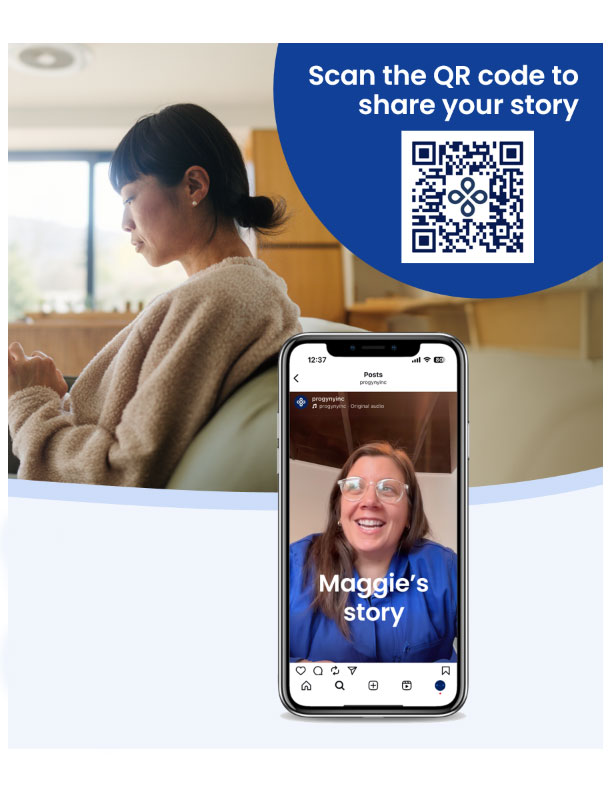 Share your story with Progyny screen with QR code