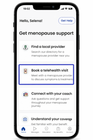 Book a telehealth visit - app screenshot