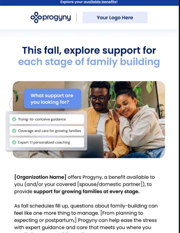 This fall, explore support for each stage of family building email