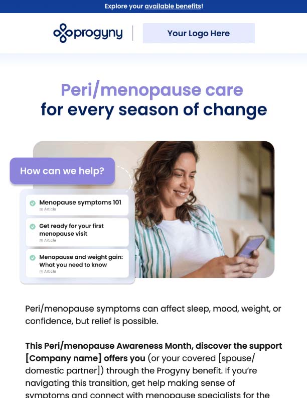 Peri/menopause care for every season of change email sampler