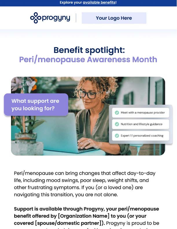 Peri/menopause Awareness Month email sampler